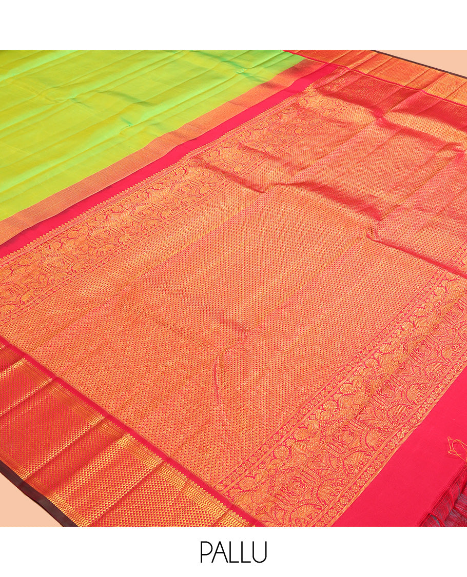 Green Plain Kanchipuram Silk Saree
