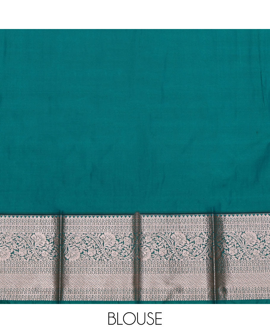 Blue Budget Silk Saree, Majestically Detailed with Zari Designs All Over Its Body, Complemented by a Contrast Traditional Zari Design Border, Grand Pallu, and Paired with a Contrast Blouse