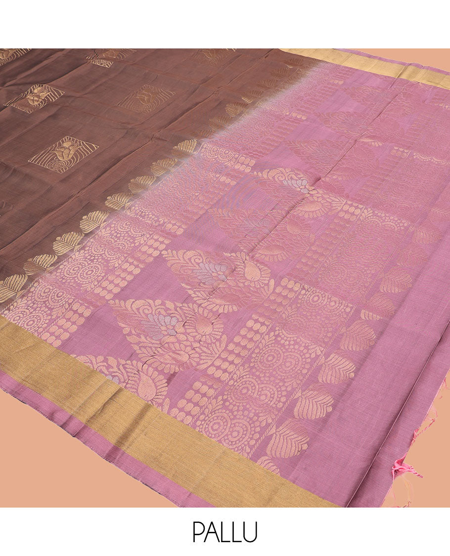 Brown Mayuri Lite Silk Mix Saree
