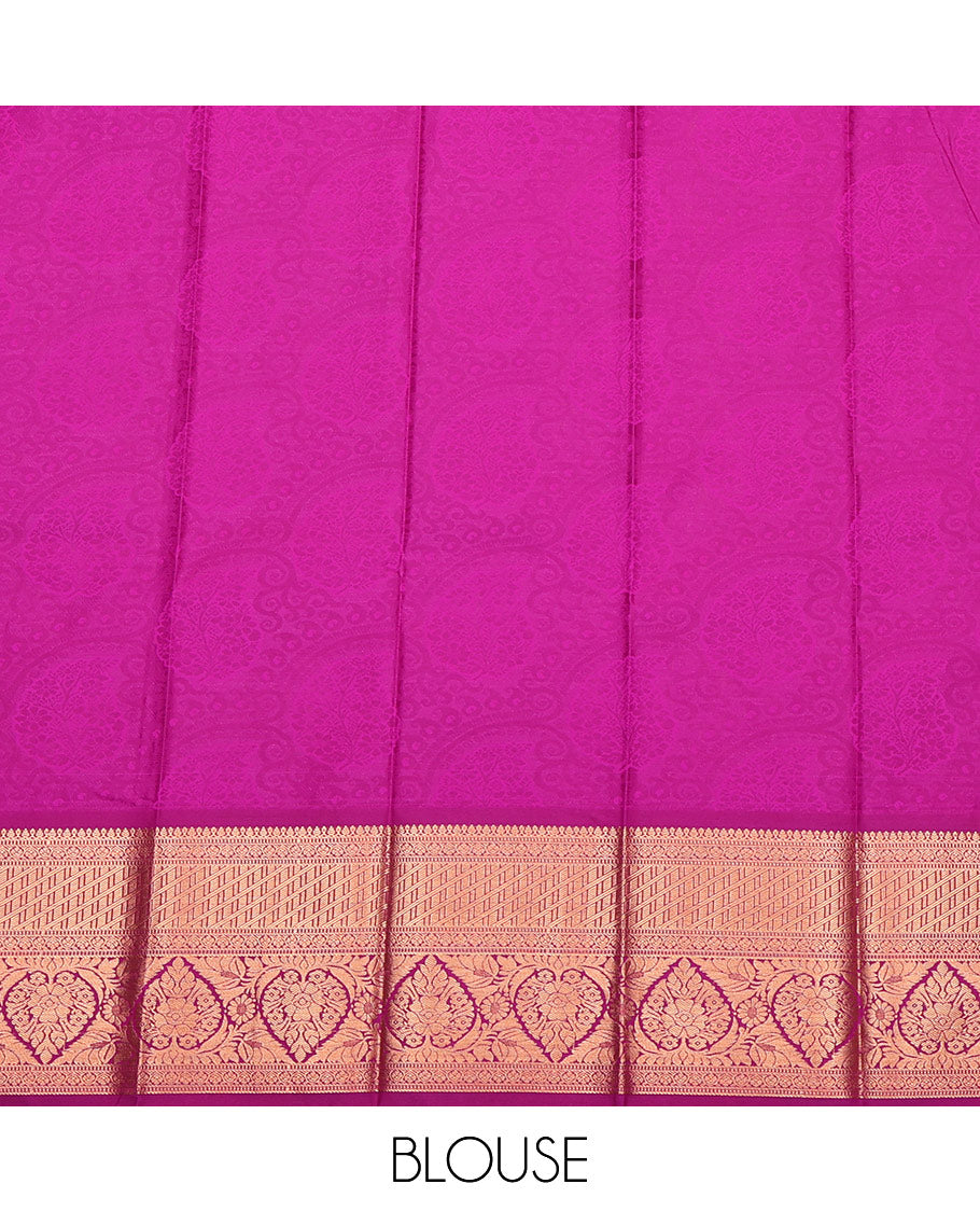 Blue Budget Silk Saree, Opulently Embellished with Jacquard, Complemented by Contrast Traditional Zari Border, Grand Pallu, and a Contrast Blouse