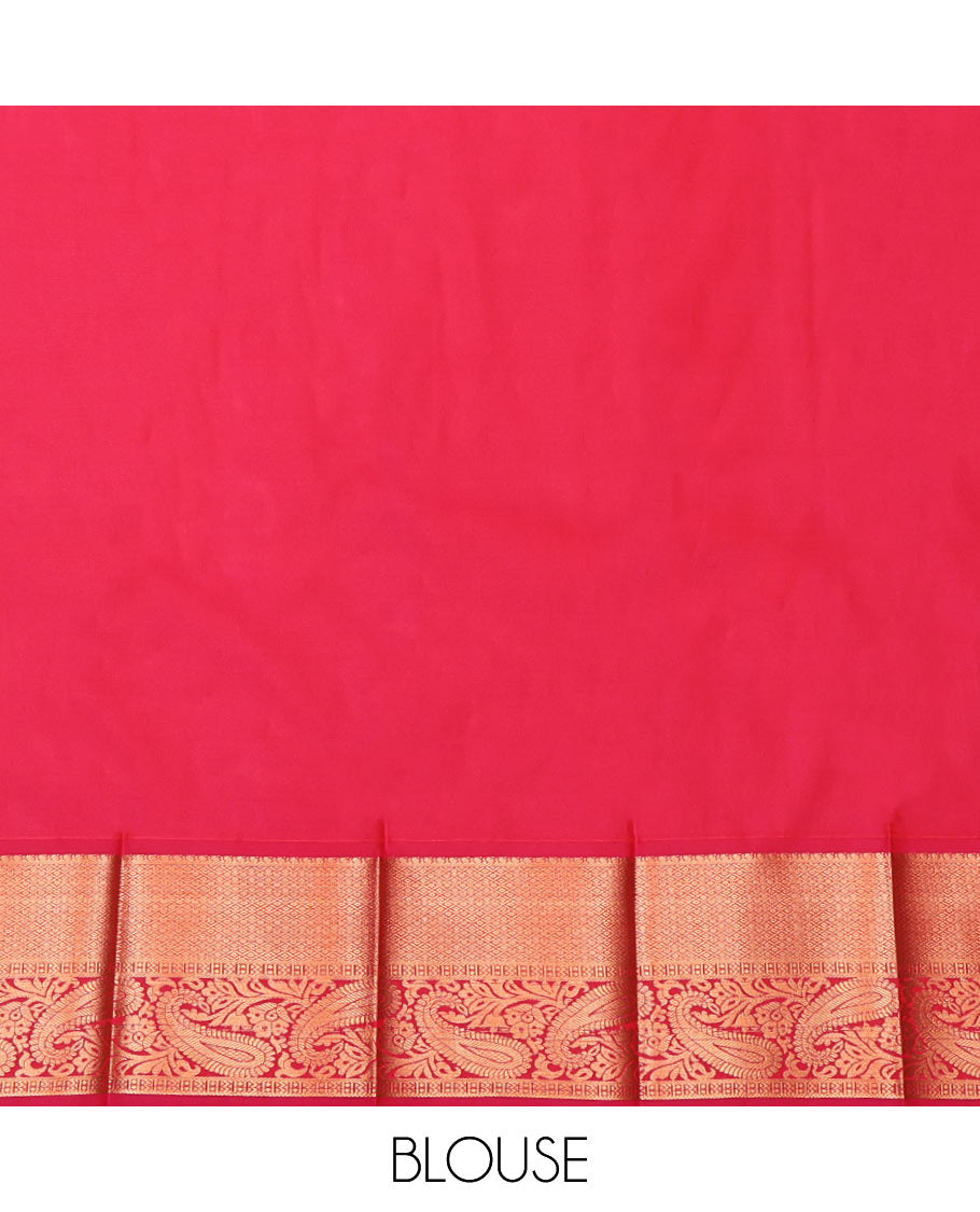 Peacock Blue Budget Silk Saree, Mesmerized with Jacquard Design, Complemented by a Contrast Paisley Zari Border, Grand Pallu, and Contrast Blouse