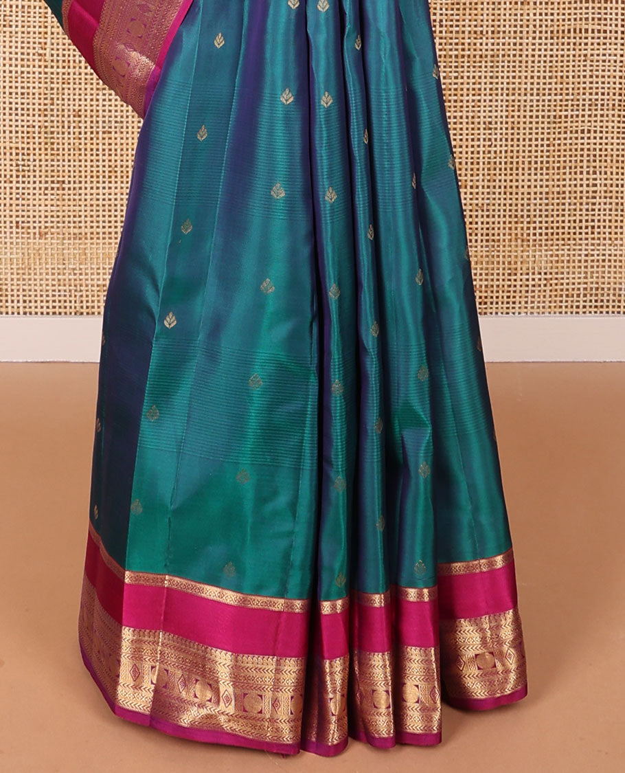 Light blue floral buttas vasundhara elite silk sare with self intricate zari design border & checkered design pallu