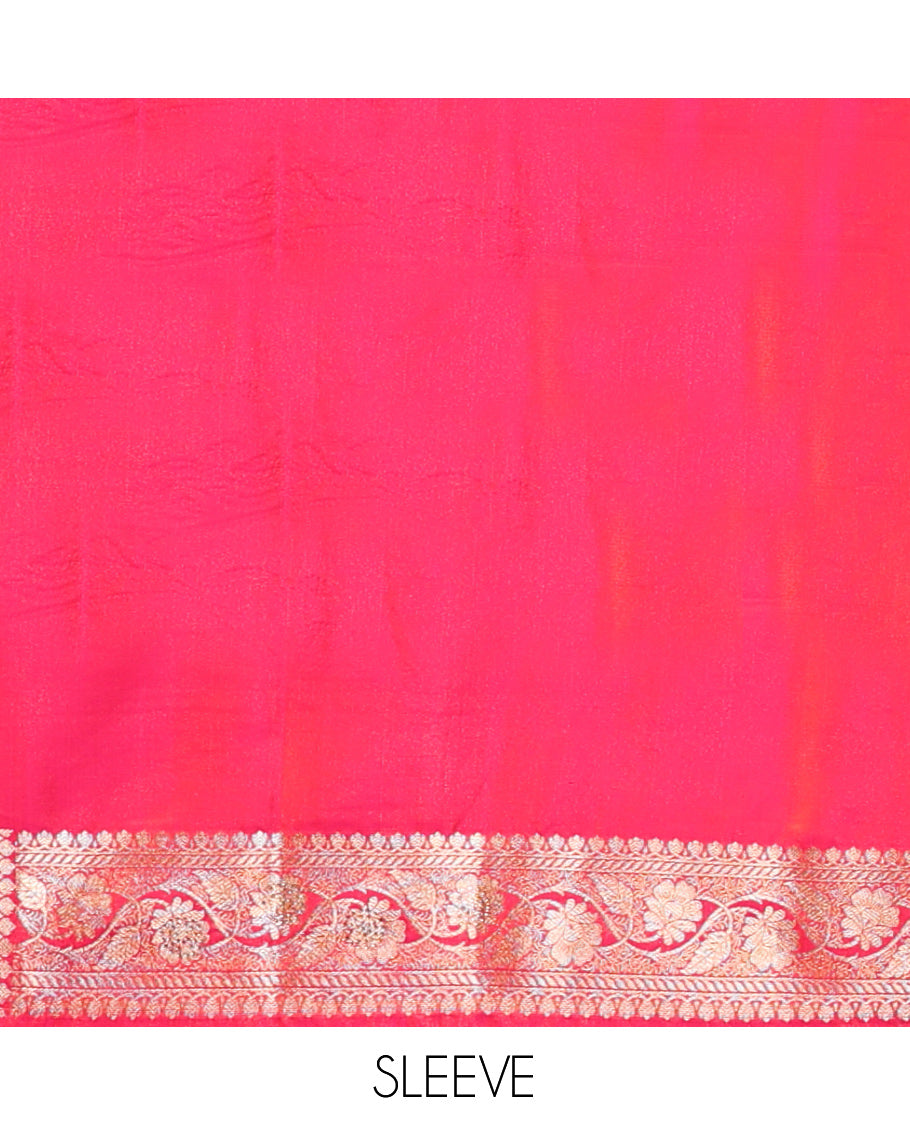 Pink Semi-Banaras Nylon Saree