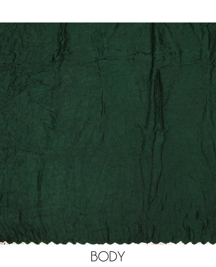 Borderless Green Bandhani Dola Silk Saree
