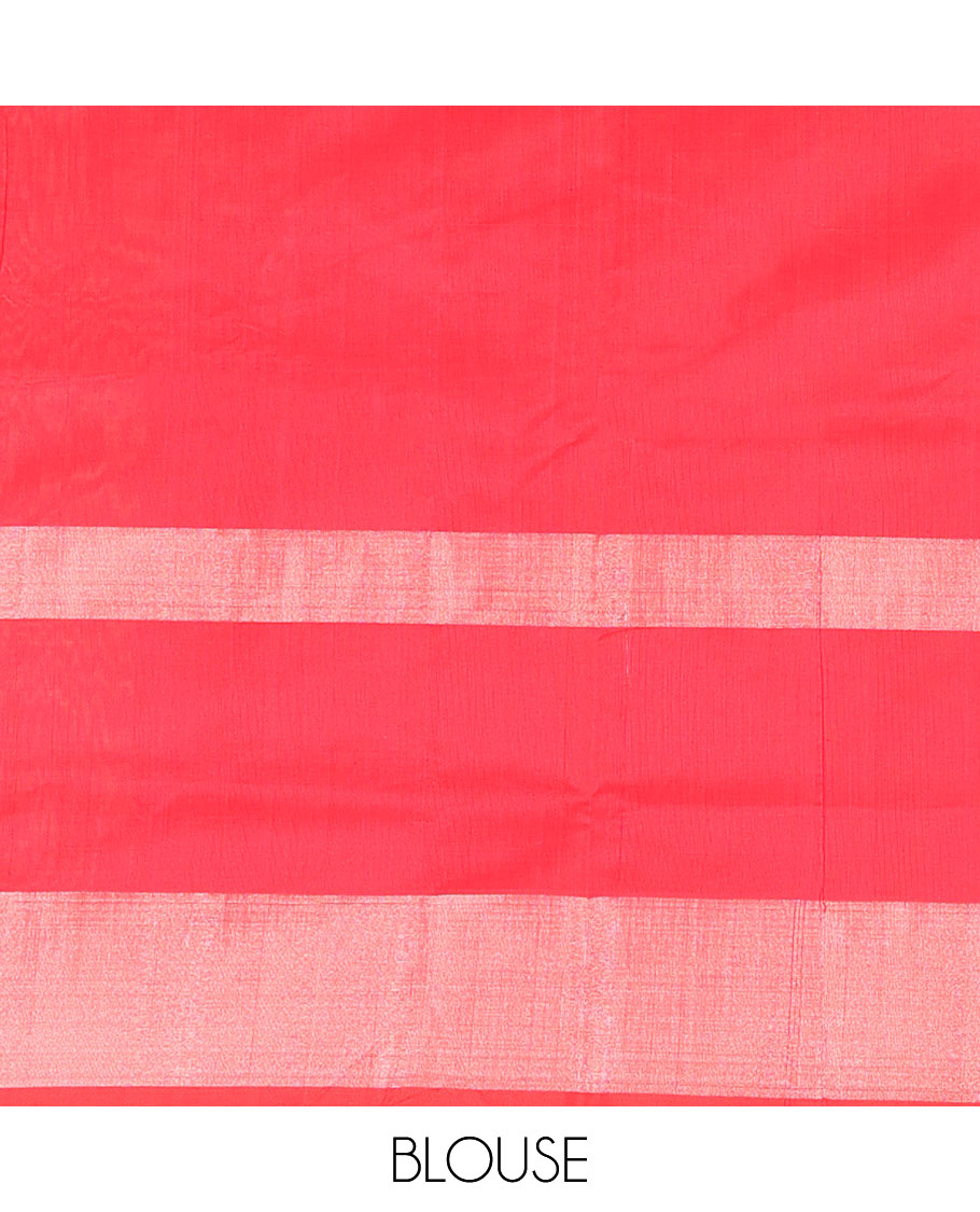 Lavender Kuppadam Cotton Saree, Subtly Sparkled with Bird Buttas All Over Its Body, Complemented by Bavanji Border, Contrast Pallu of Ogee Patterns, and Paired with a Contrast Blouse