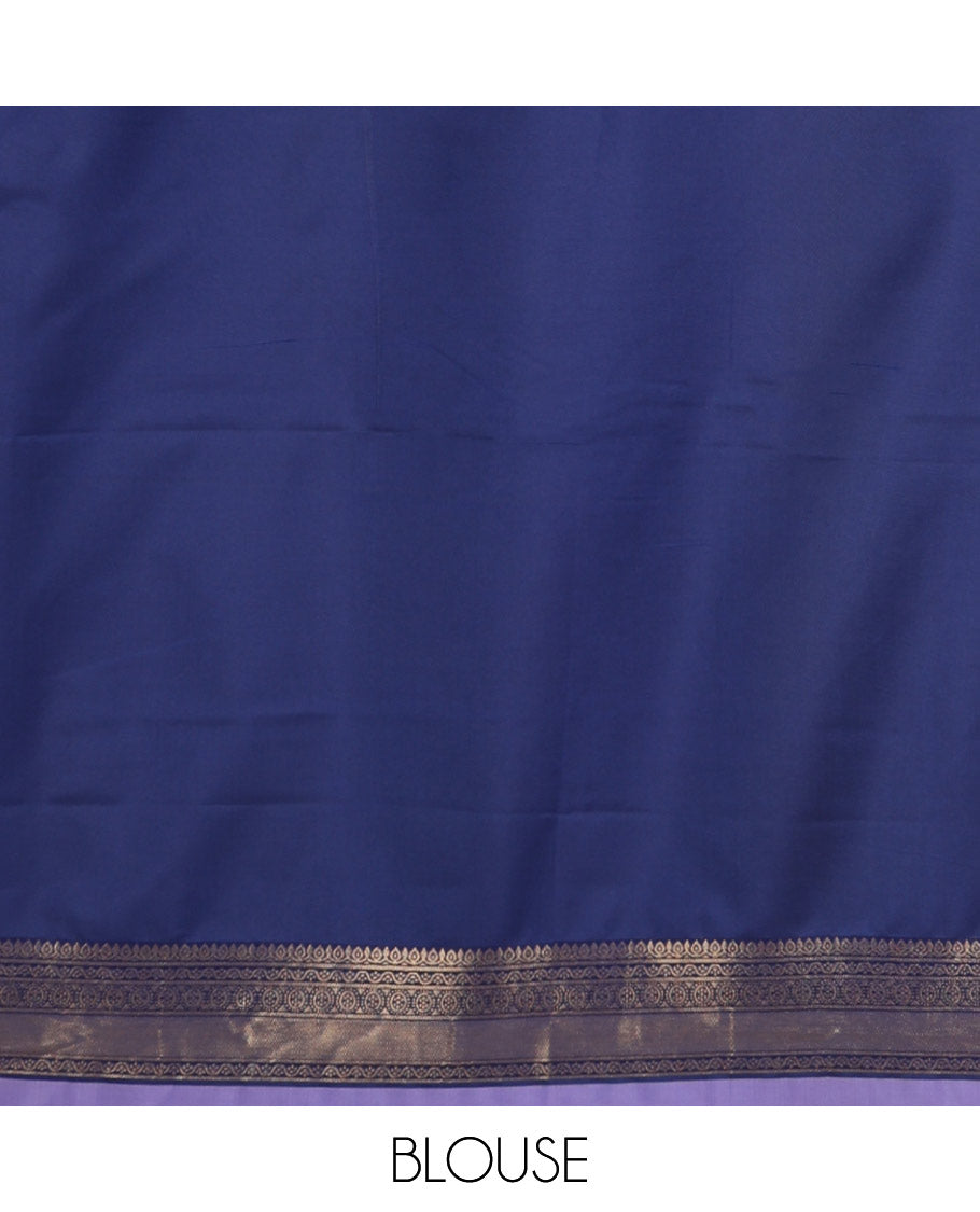 Violet chakra buttas semi-soft silksaree,contrast ganga jamuna rettai pettu traditional border & pallu of paisley & stripes