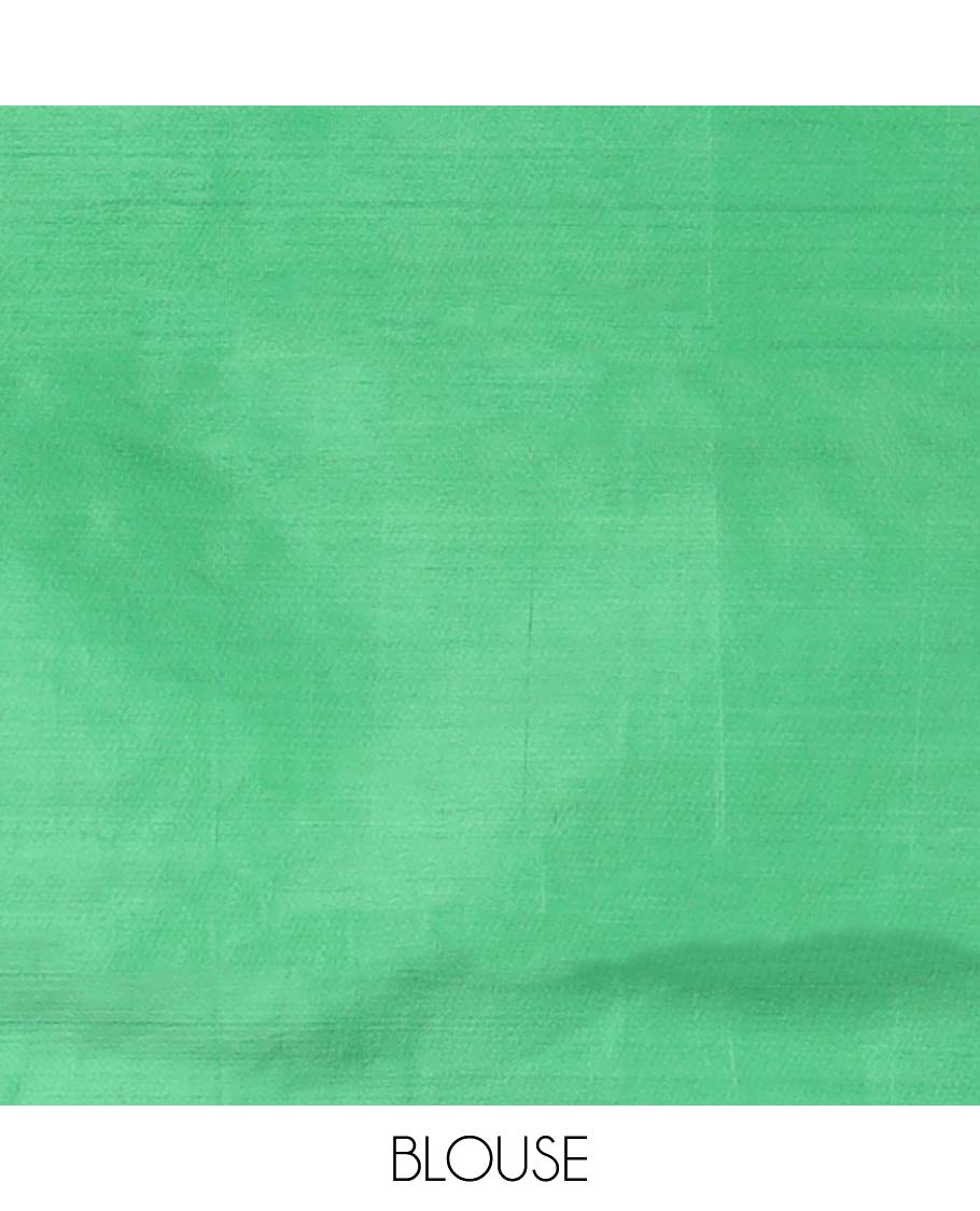 Borderless Pink banana pith saree with peacock motifs and stripes pallu