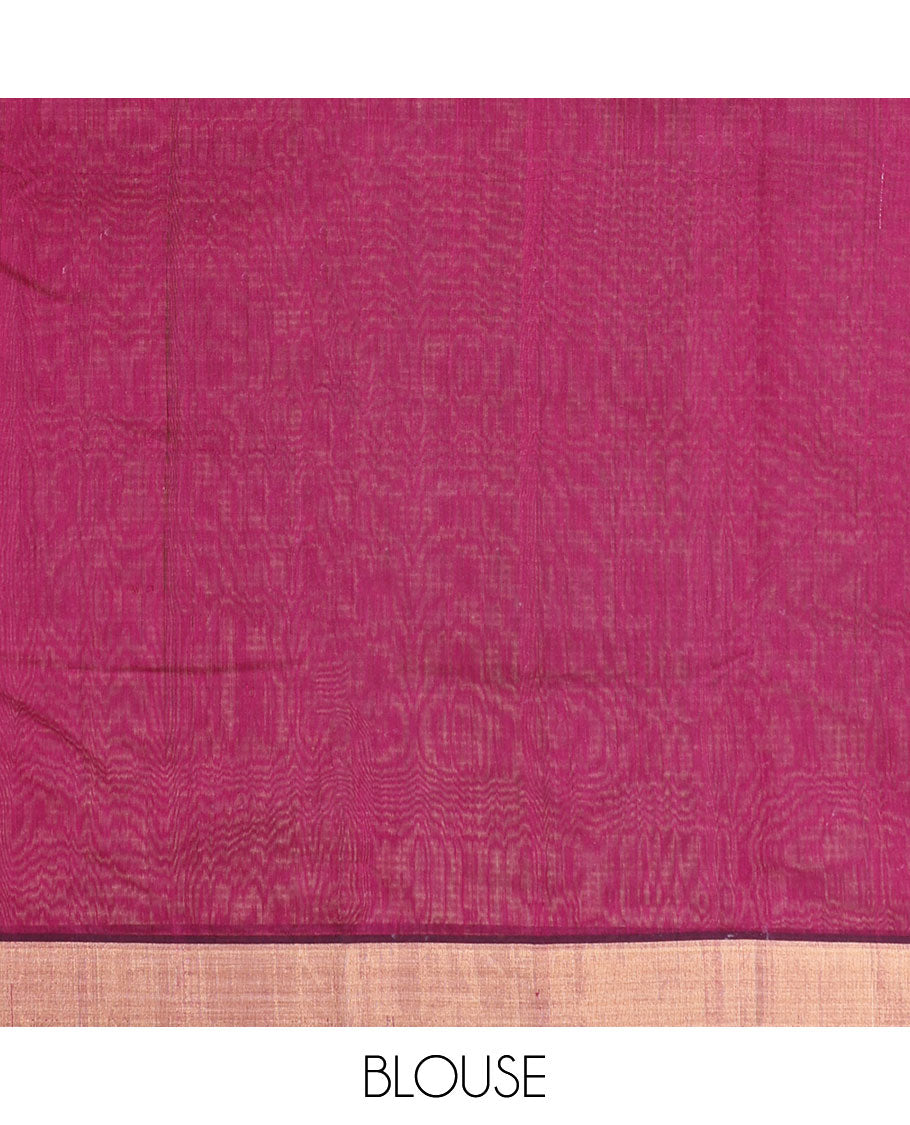 Purple floral design chanderi cotton saree with contrast zari border & striped, floral design pallu