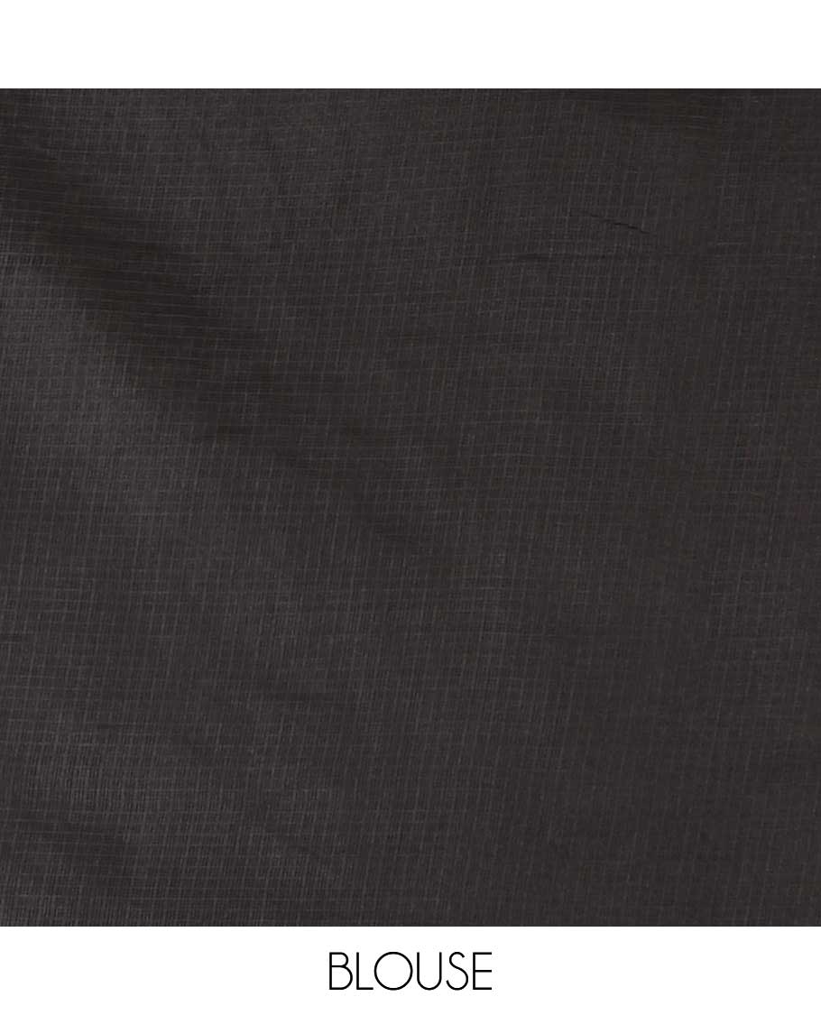 Black thread embroidery kotta cotton saree with thread embroidery border & self pallu along with plain blouse