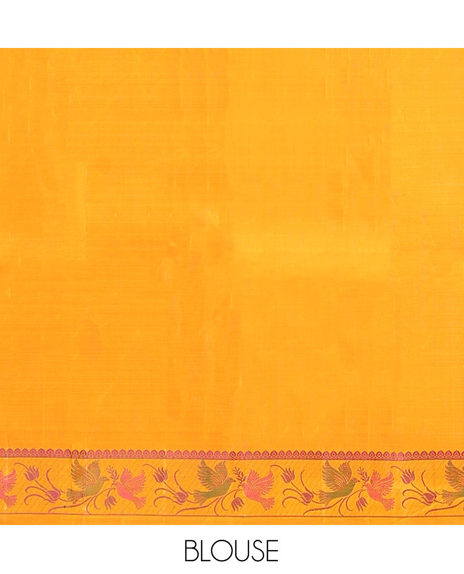 Orange Zari Butta Kanchi Silk