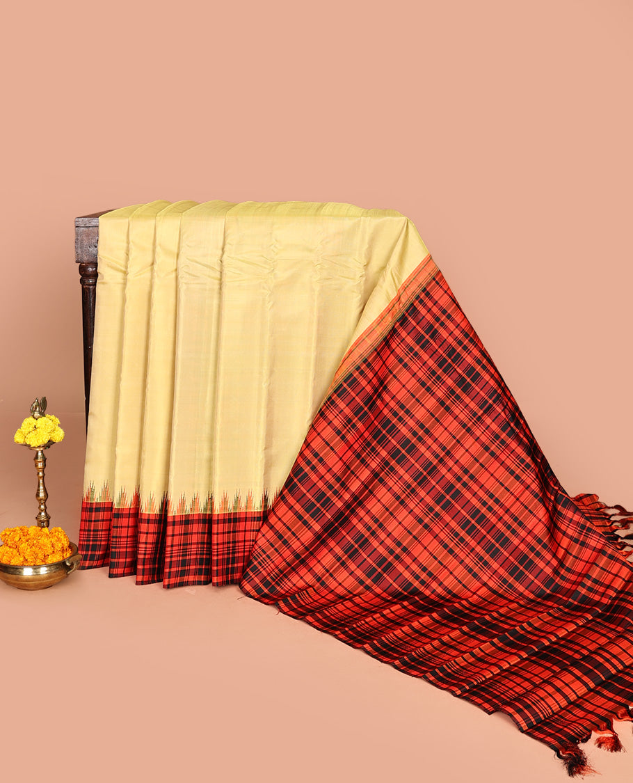 Light Gold Gadwal Silk Saree