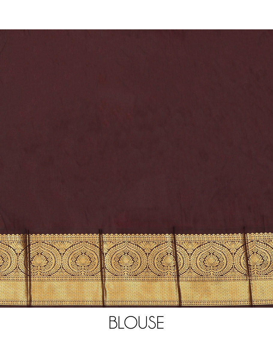 Maroon Budget Silk Saree, Ornamented with Zari Buttas, a Contrast Traditional Zari Border, a Grand Pallu and a Contrast Blouse
