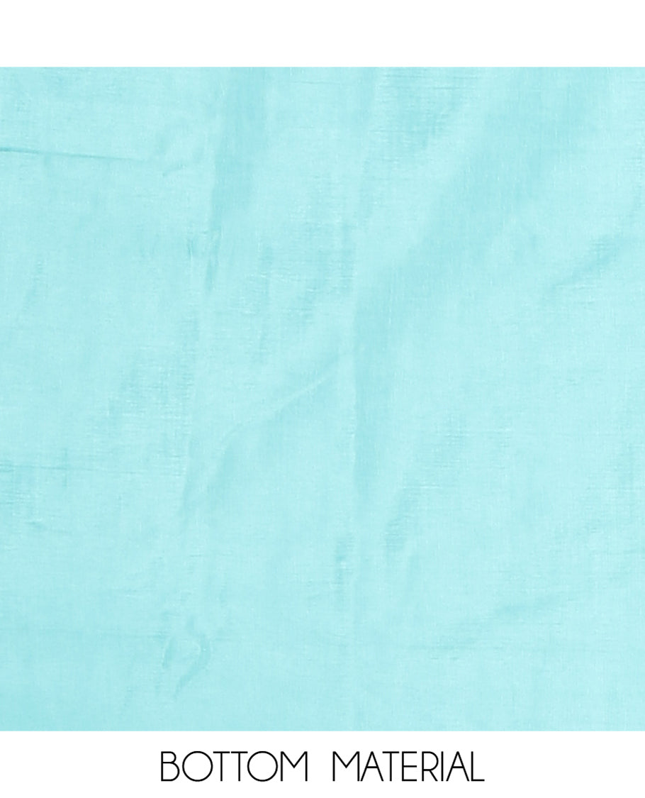 Blue Chanderi Material Chudidar, Zari Buttas and Annam Buttas Top, Matching Bottom, Annam Buttas Dupatta