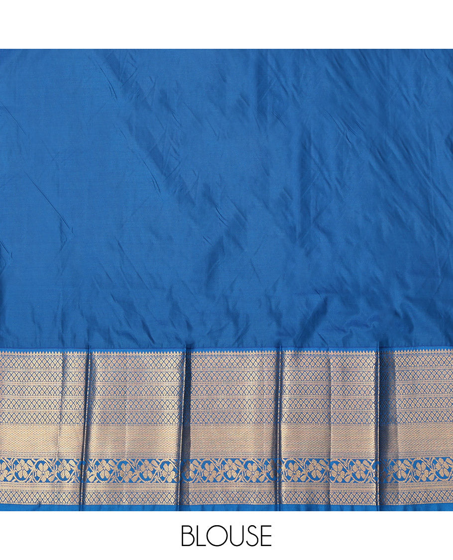 Orange Budget Silk Saree, Decorated with Zari Buttas, Contrast Traditional Zari Border, Grand Pallu, and a Contrast Blouse
