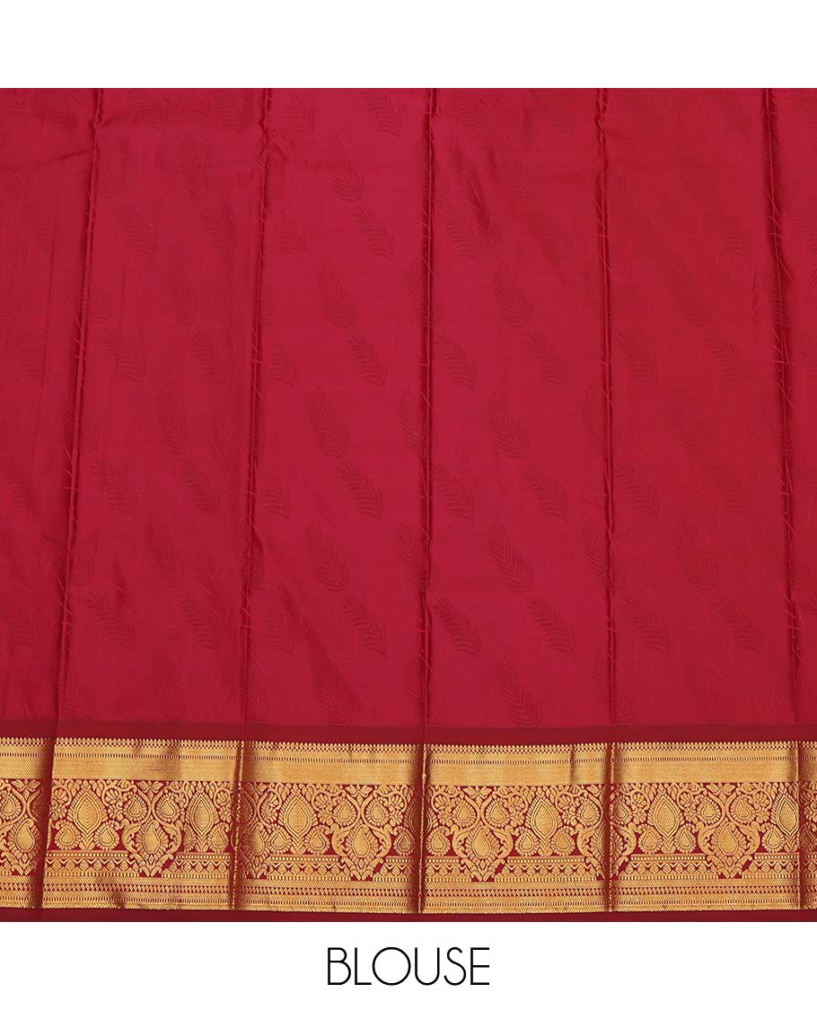 Green Budget Silk Saree, Graced with Floral Jacquard Design, Complemented by Contrast Traditional Zari Border, a Jaal Pallu and a Contrast Blouse