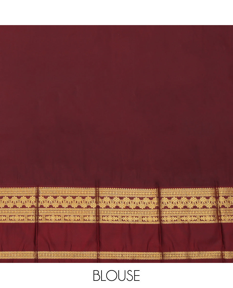 Red Contrast Zari Butta and Stripes Budget Silk Saree