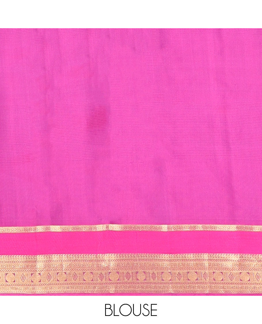 Light blue floral buttas vasundhara elite silk sare with self intricate zari design border & checkered design pallu