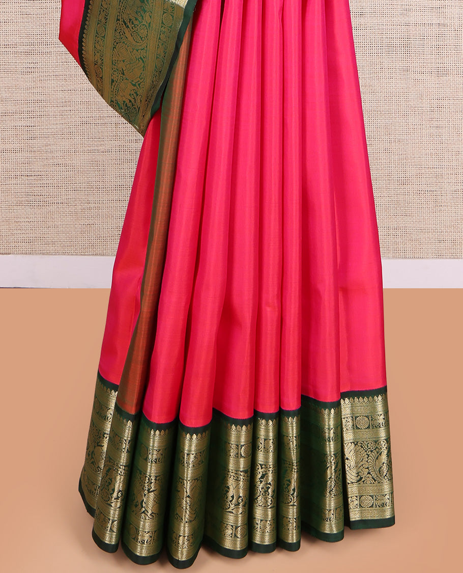 Pink Plain Kanchipuram Silk Saree