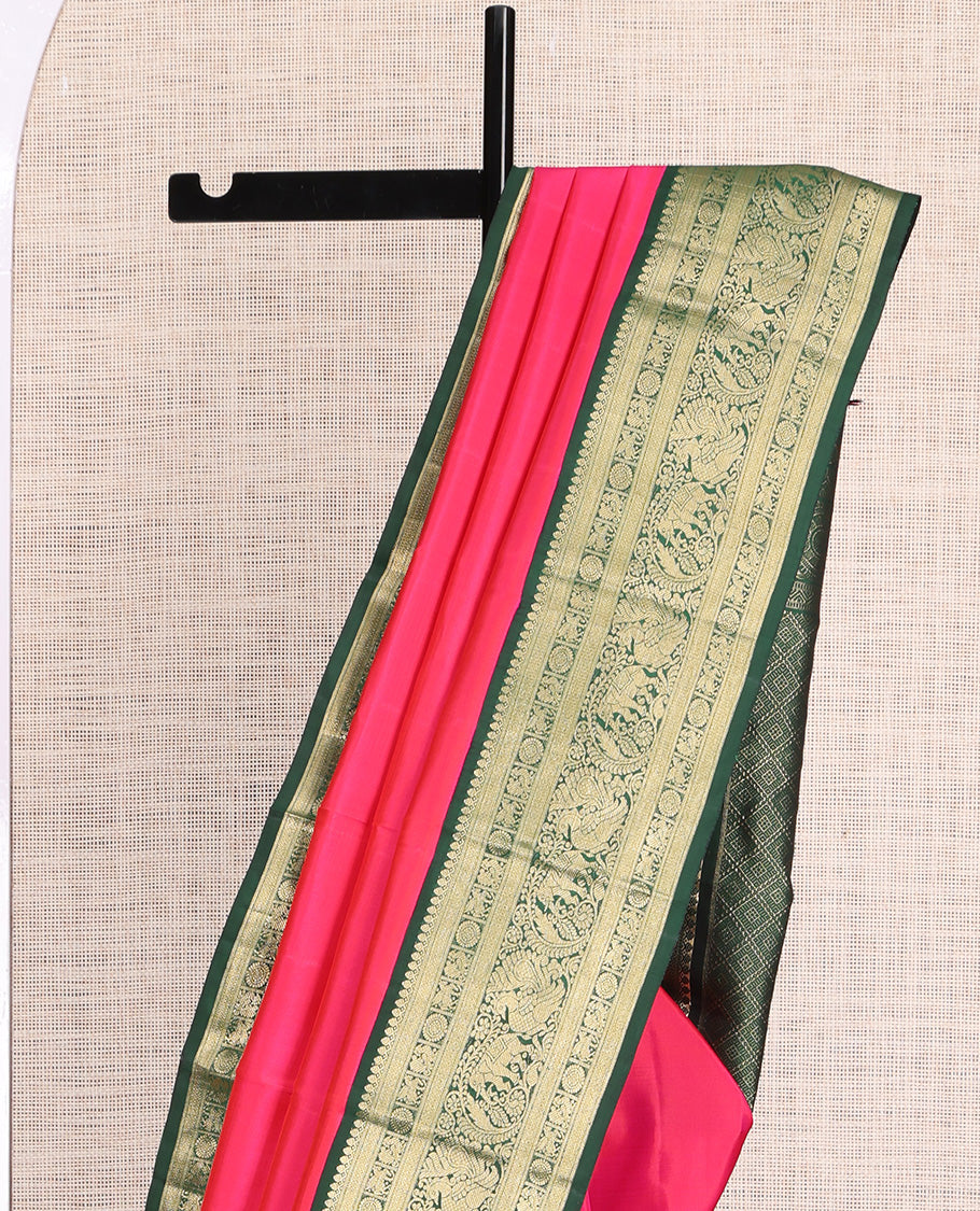 Pink Plain Kanchipuram Silk Saree
