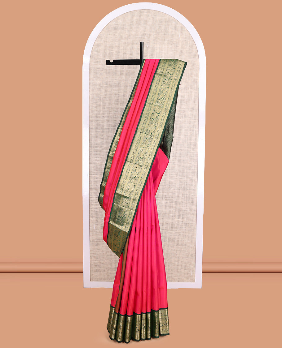 Pink Plain Kanchipuram Silk Saree