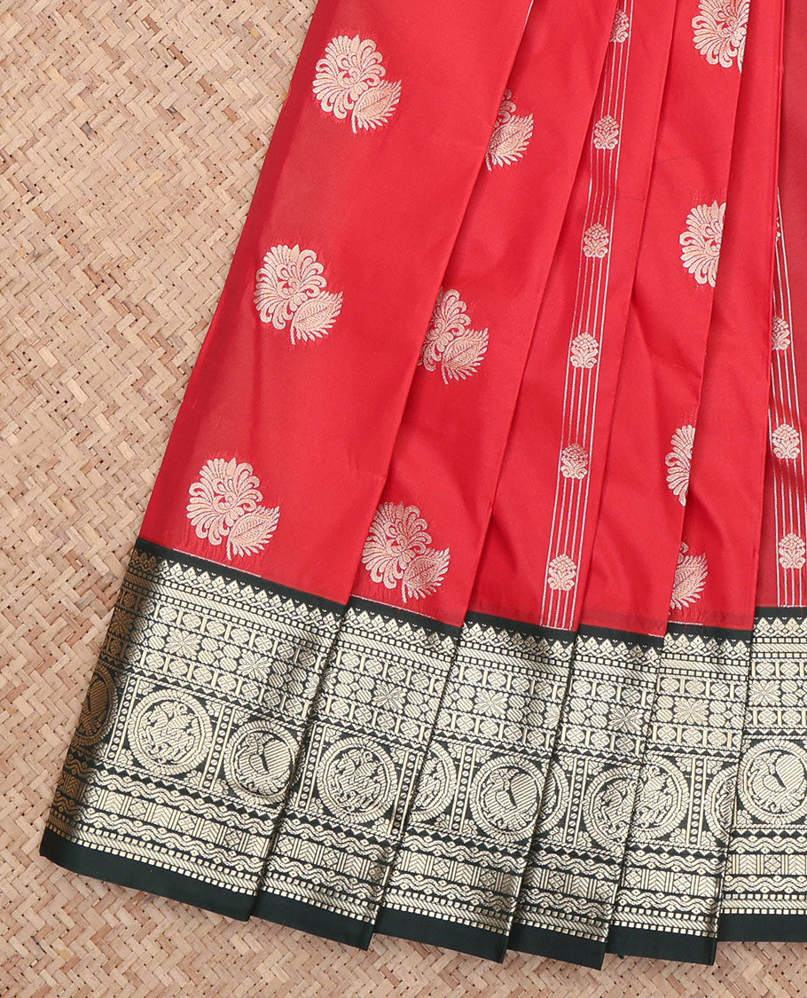 Red Contrast Budget Silk Saree