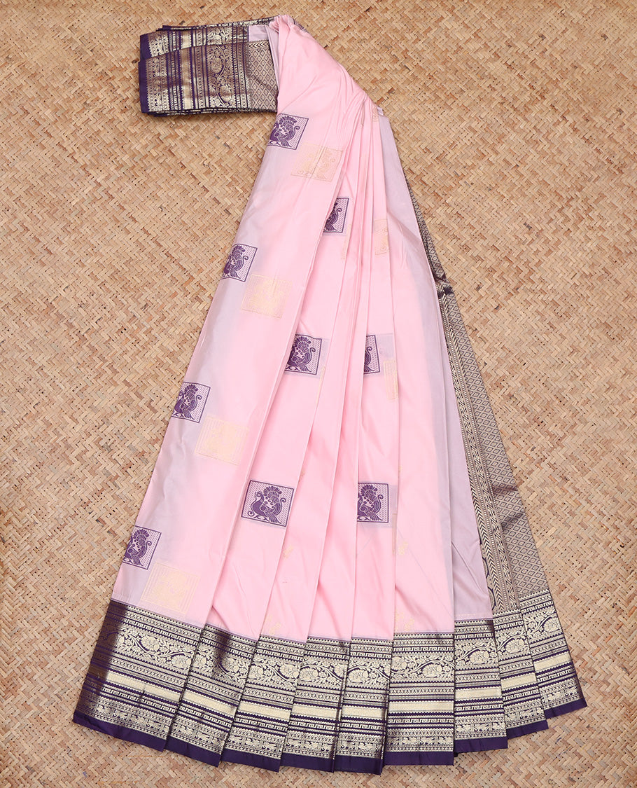 Pink Zari Design Budget Silk Saree