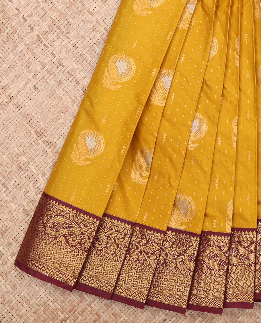 Yellow Chevron Stripes Budget Silk Saree