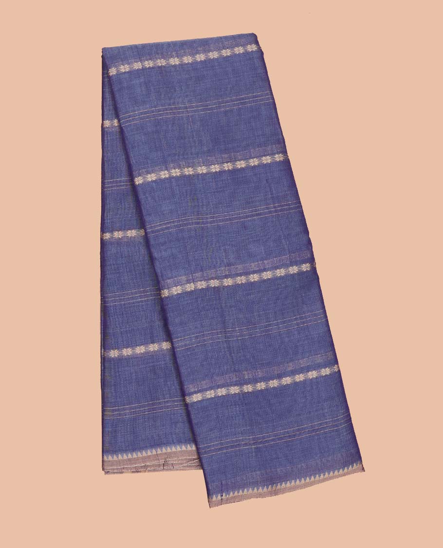 Borderless light violet striped Narayanapet cotton saree, striped pallu