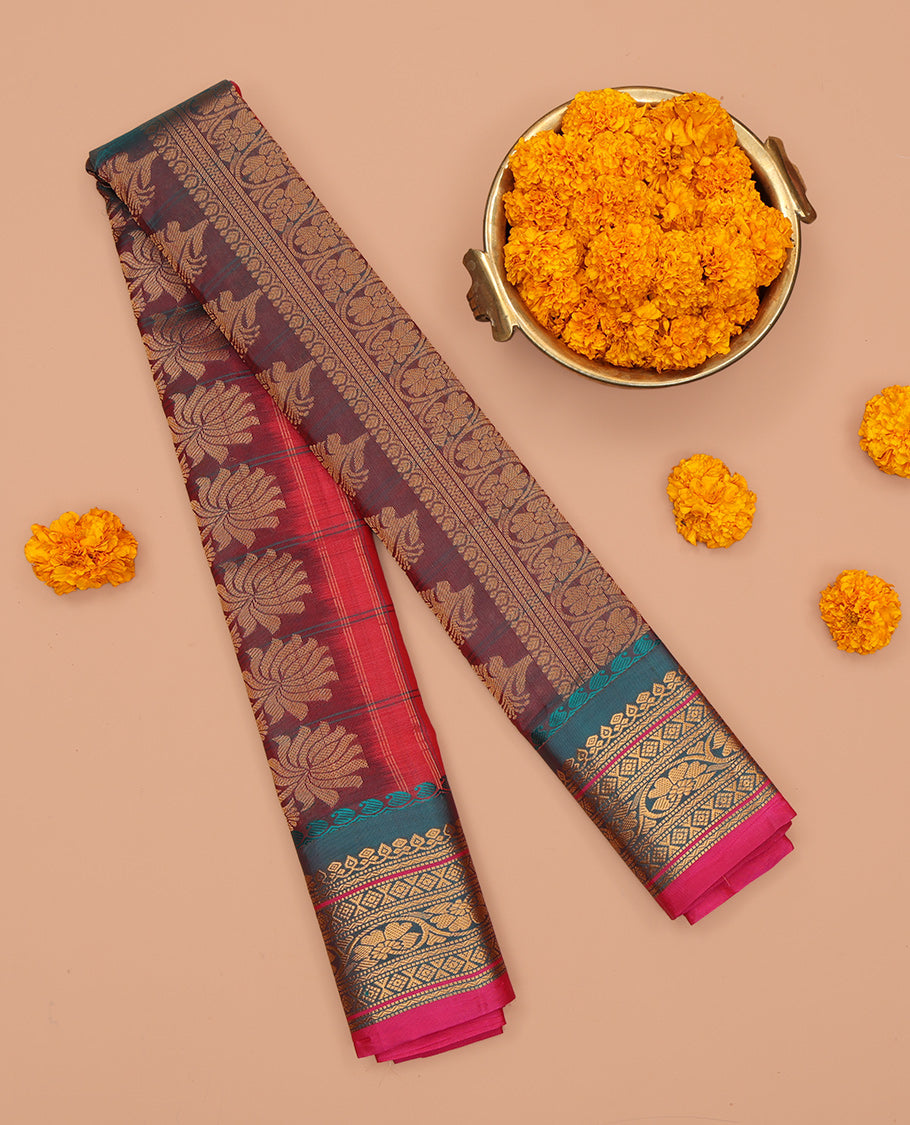 Red Gadwal Silk Mix Saree