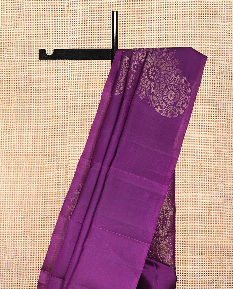 Borderless Violet Mayuri Lite Silk Mix Saree