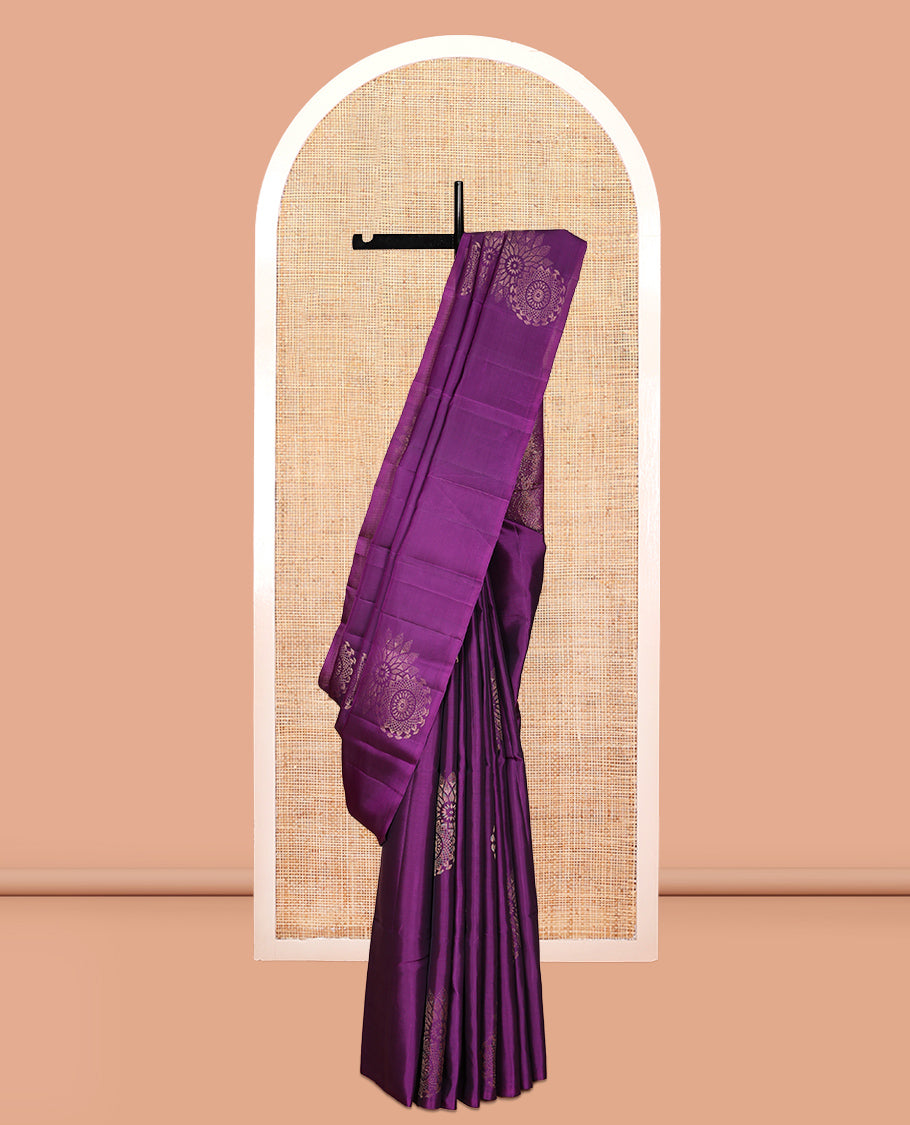Borderless Violet Mayuri Lite Silk Mix Saree