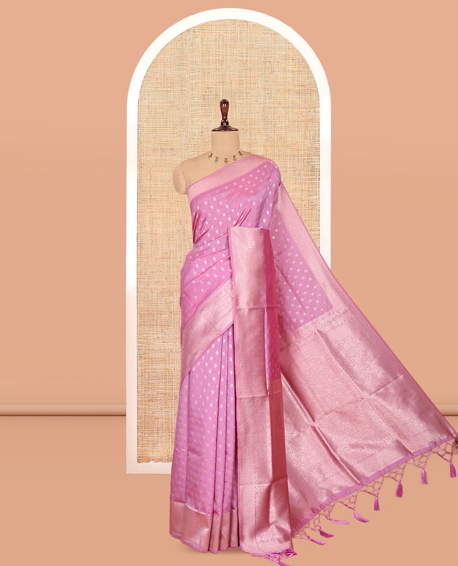 Purple Elite Soft Silk Saree, Elevated with Rudraksham Zari Buttas, Traditional Zari Border, Rich Pallu, and a Matching Blouse