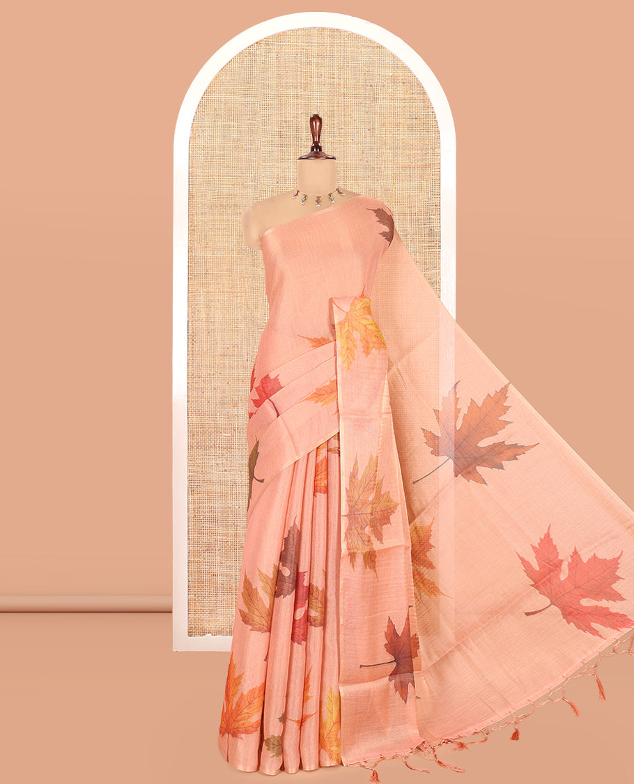 Borderless Pink Tissue Cotton Saree