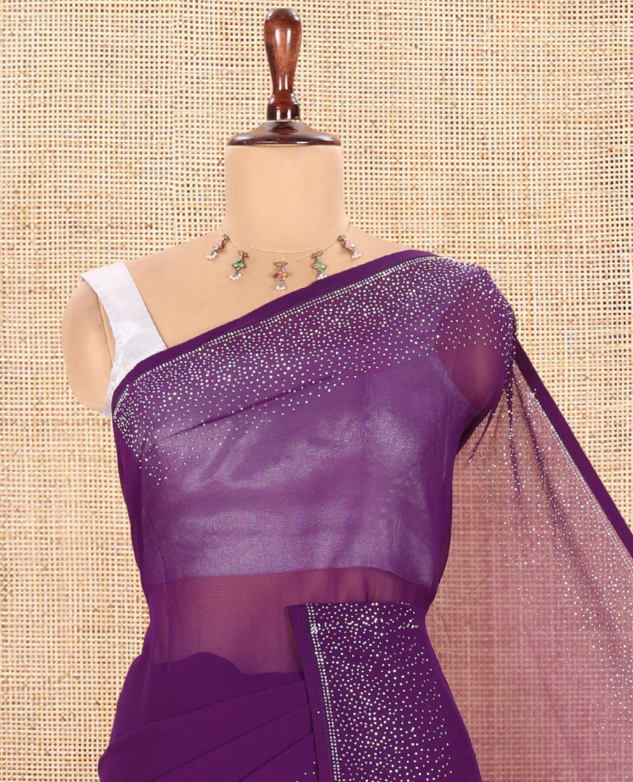 Violet Plain 60-Gm Georgette Saree