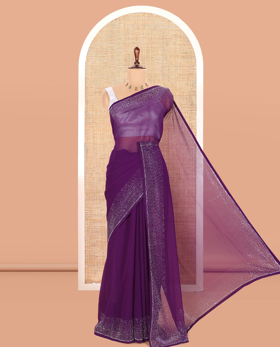Violet Plain 60-Gm Georgette Saree