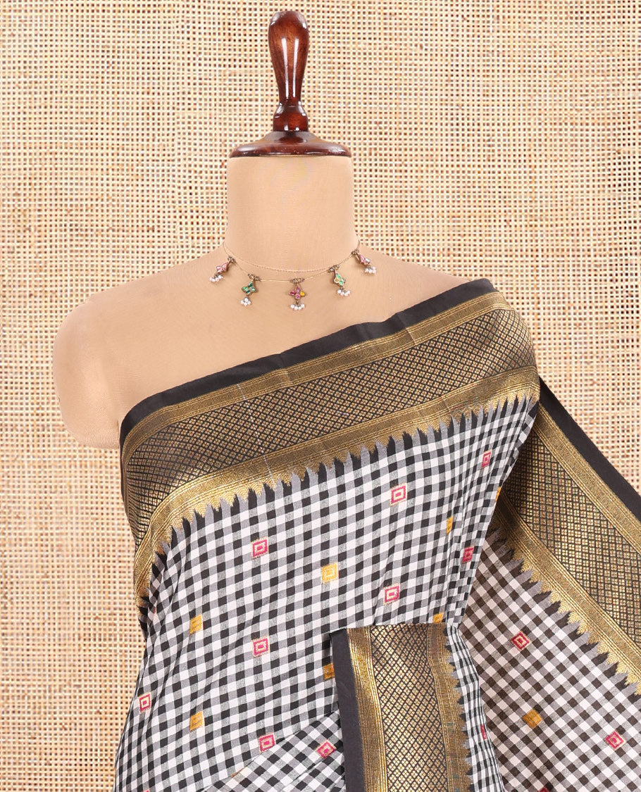 Black Chettinad-Style Soft Silk Saree