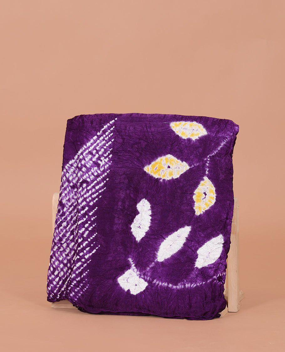 Borderless Violet Bandhani Dola Silk Saree