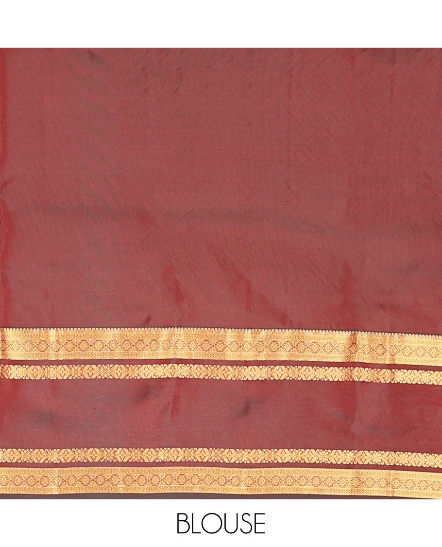 Mango yellow zari design vasundhara silk mix saree, contrast border of thilakam,muthu,neli, diamond & cross kamalam & geometric patterned pallu