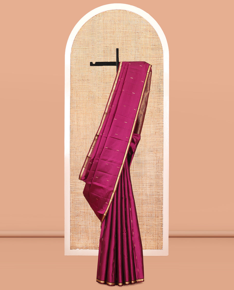 Purple Vasundhara Lite Silk Mix Saree, Embellished with Zari Buttas, a Contrast Piping Zari Border, Grand Jaal Pallu, and a Contrast Blouse