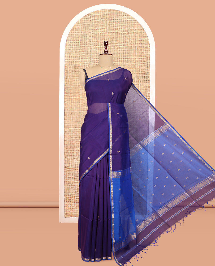 Blue Maheshwari Cotton Saree