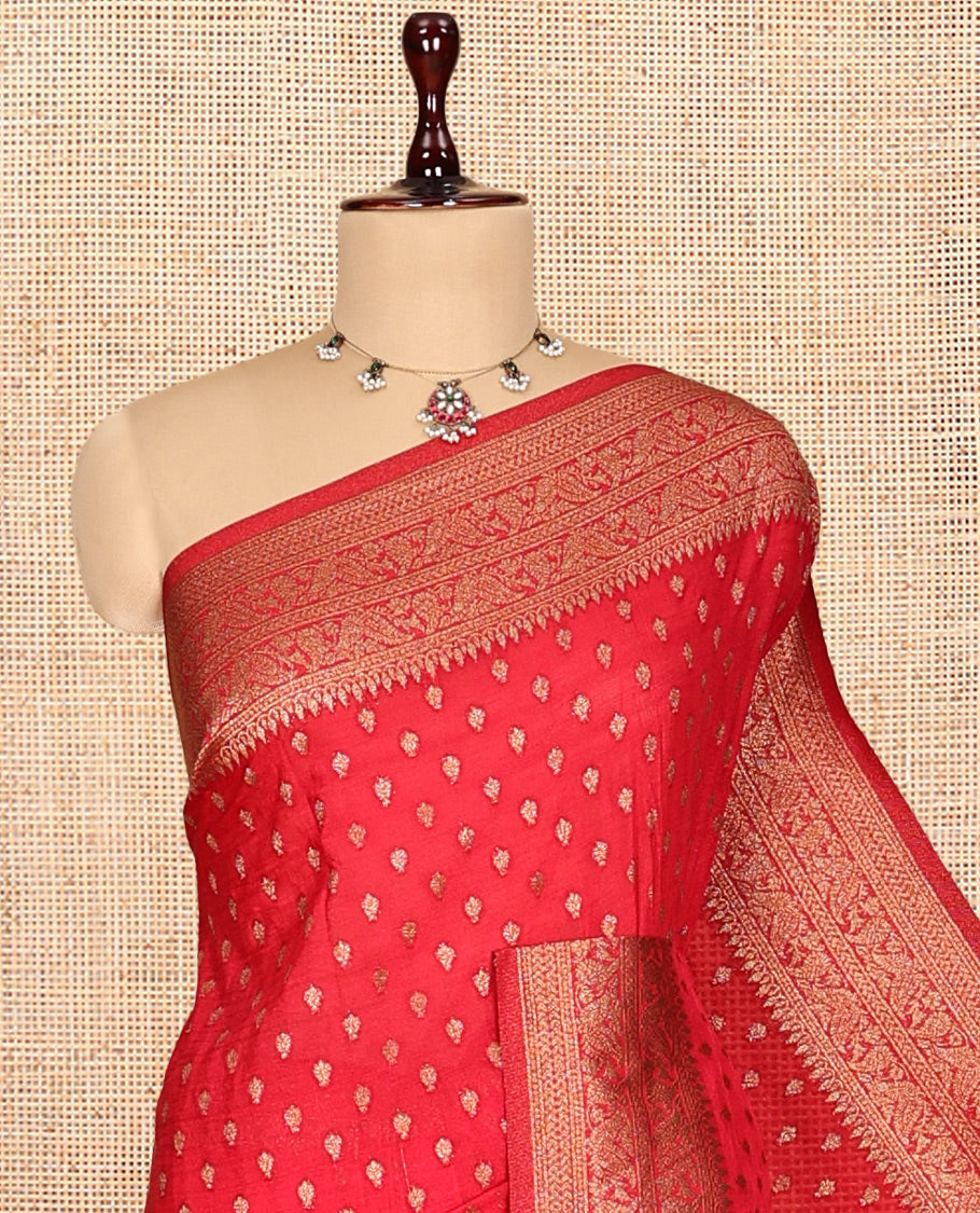 Red Fancy Crepe Saree