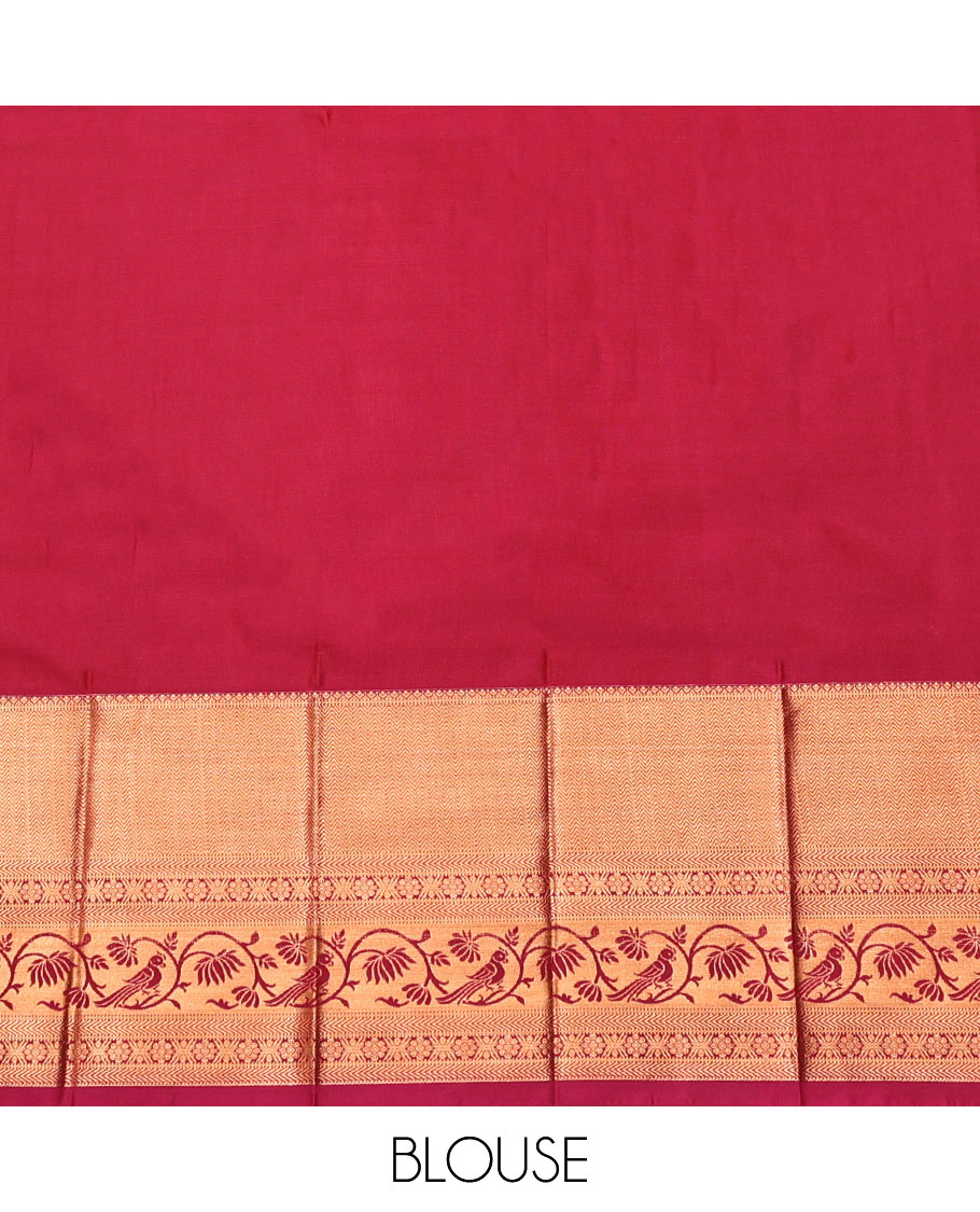 Grey Budget Silk Saree, Decked Up with Jacquard Design, Contrast Traditional Zari Border, Jaal Pallu, and a Contrast Blouse
