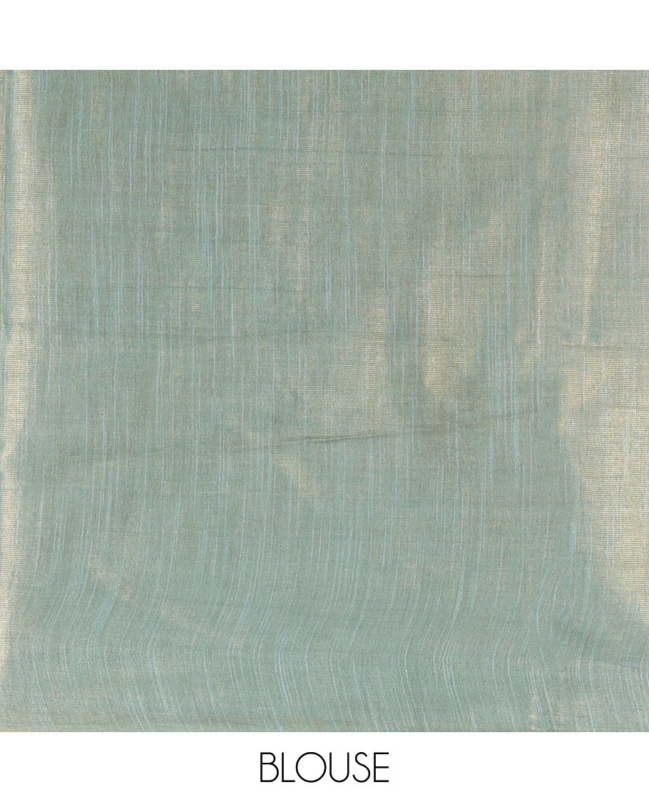 Purple Bhagalpur Cotton Saree, Accentuated with Dotted-Thread Stripes, Contrast Thread Striped Border, Pallu of Thread Stripes, and a Contrast Blouse