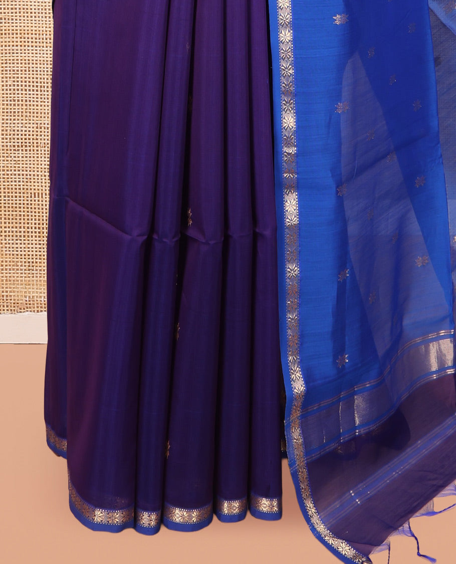 Blue Maheshwari Cotton Saree