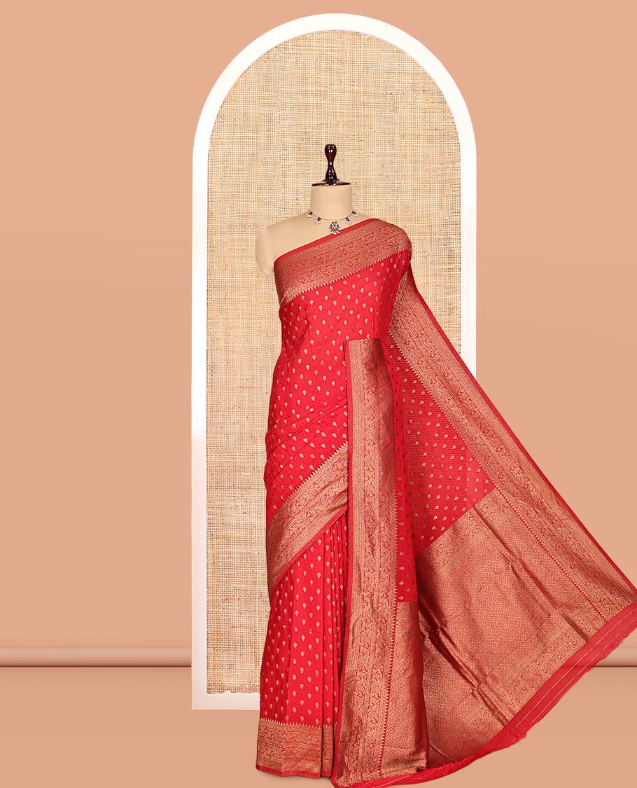 Red Fancy Crepe Saree