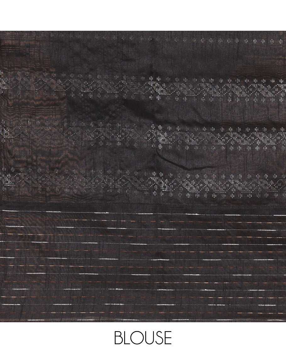 Onion Pink Semi-Raw Silk Saree, Sparsely Woven with Zari Designs, a Contrast Striped Border, Striped Pallu, and a Contrast Blouse