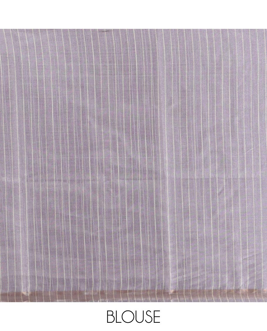 Pink Katan Silk Saree, Adorned with Butta Enclosed Checks on Its Body, Complemented by a Contrast Border of Tree Motifs, Jaal Pallu, and Paired with a Contrast Blouse