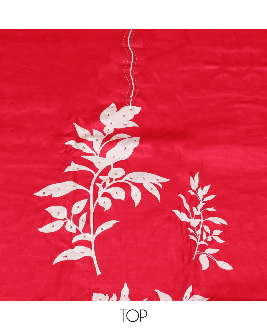 Red Cotton Material Chudidar Set