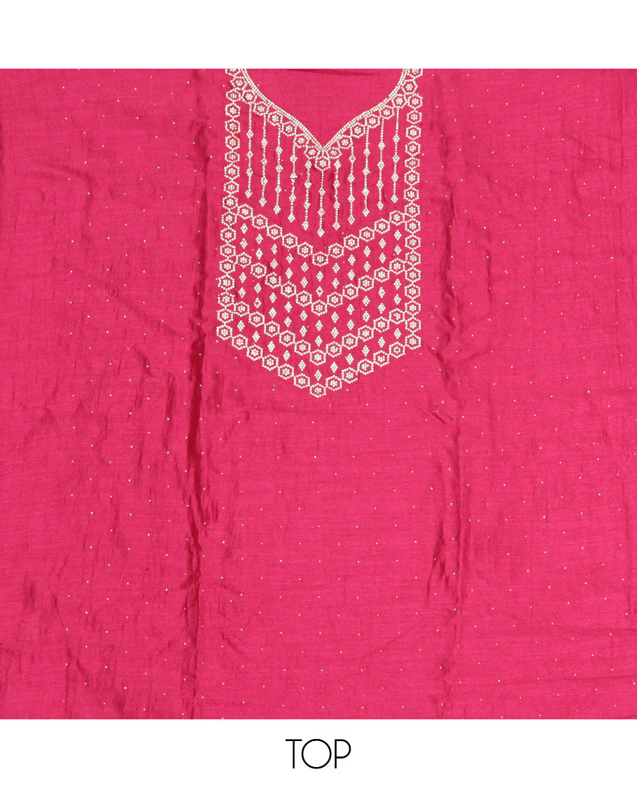 Rani Pink Vichitra Silk Material Chudidar Set