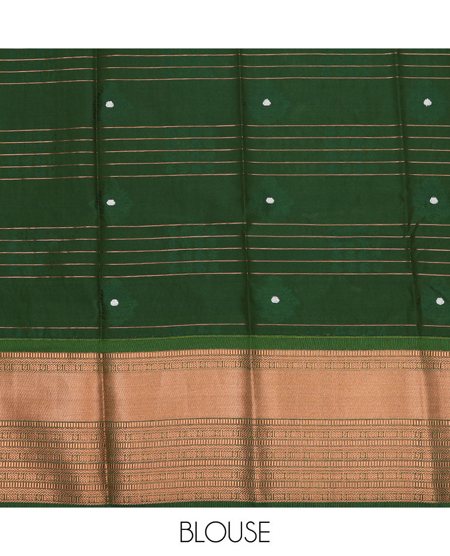 Pink art silk pavadai material set, zari design pavadai, contrast blouse & traditional zari border